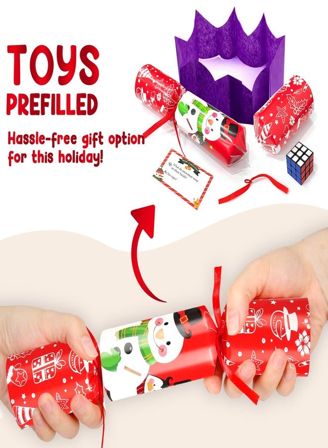 SURCVIO 8 Pack Non-Snap Christmas Table Party Favors with Party Hats Joke Little Gifts for Kids Adults, Christmas Snowman Design, Xmas Seasonal Holiday Dinner Traditions Supplies - Image 2